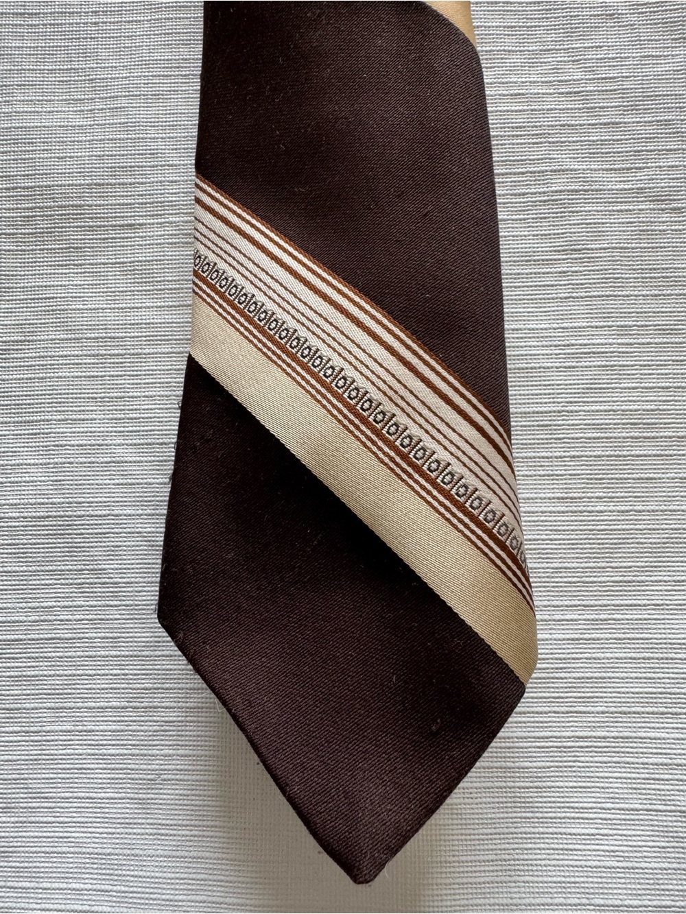 Dior Brown Tie with Cream and Light Brown Stripes